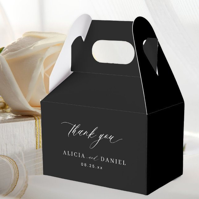 Simple elegant minimalist black wedding favour box (Creator Uploaded)