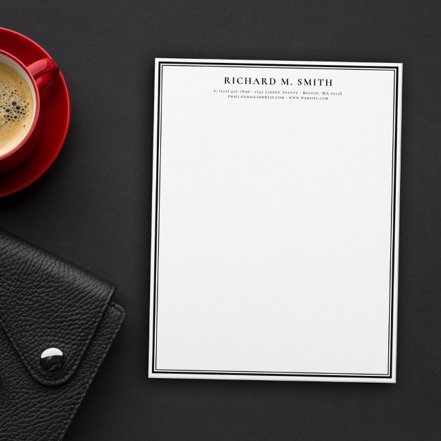 Simple Elegant Minimalist Black White Custom Letterhead (Creator Uploaded)