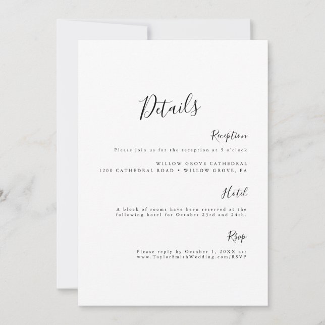 Simple Elegant minimalist Black&White details card (Front)