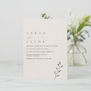 Simple Elegant Minimalist Botanical Wedding Invitation