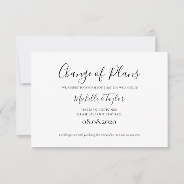 Simple Elegant Minimalist Change the Plans Card (Front)