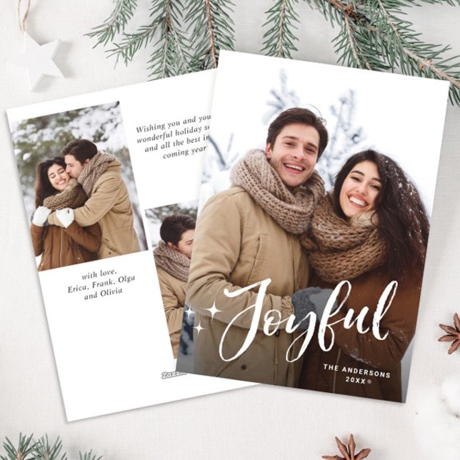 Simple Elegant Minimalist Christmas 3 Photo Holiday Card (Creator Uploaded)