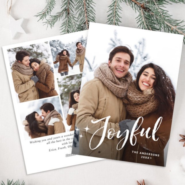 Simple Elegant Minimalist Christmas 5 Photo Holiday Card (Creator Uploaded)