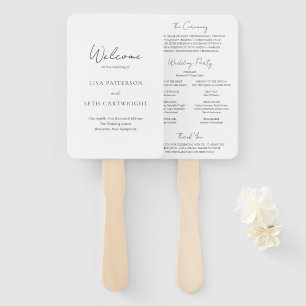 Simple Elegant Minimalist Classic Wedding Program Hand Fan