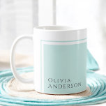 Simple Elegant Minimalist Colour Block with Name Coffee Mug<br><div class="desc">This coffee mug design conveys a sense of elegance and classic minimalist styling with its modern colour block design elements in light aqua robin egg blue. The text template for this design includes your name on the lower left corner. This mug is available in several different sizes. Shown here in...</div>