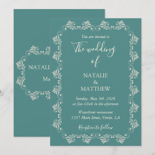 Simple, Elegant, Minimalist, Damask Ornament Invitation