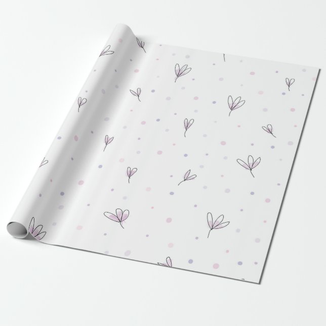 Simple Elegant Minimalist Ditsy Floral Design | Wrapping Paper (Unrolled)