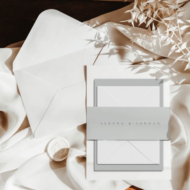 Simple Elegant Minimalist Dusty Blue Wedding Invitation Belly Band (Creator Uploaded)