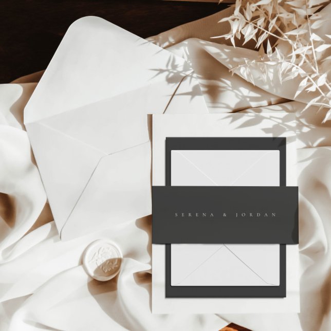 Simple Elegant Minimalist Dusty Grey Wedding Invitation Belly Band (Creator Uploaded)