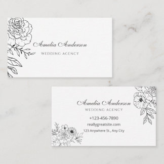 Simple Elegant Minimalist Floral Business Card