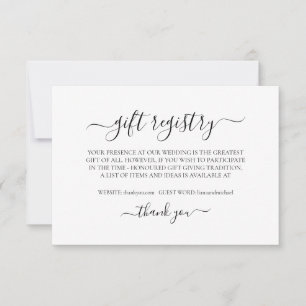 Simple Elegant Minimalist Gift Registry Card