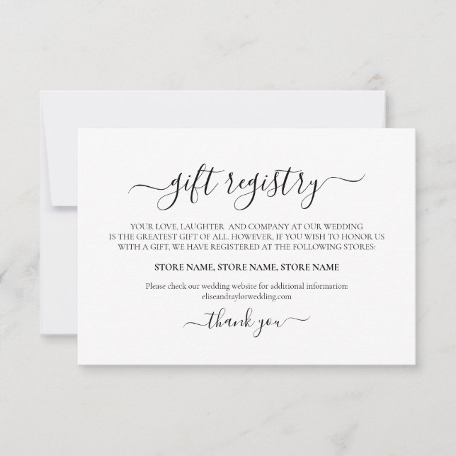Simple Elegant Minimalist Gift Registry Card (Front)