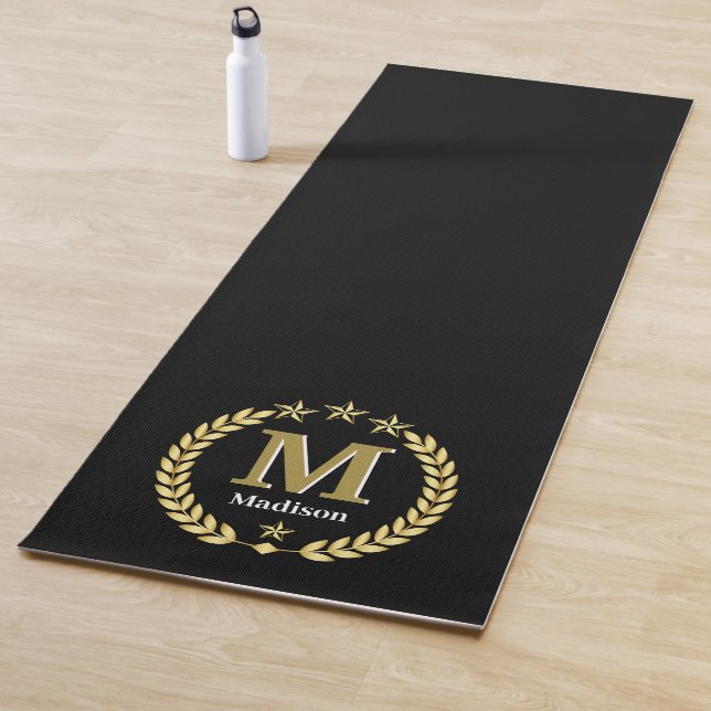 Simple Elegant Minimalist Gold Custom Monogram Yoga Mat (In Situ)
