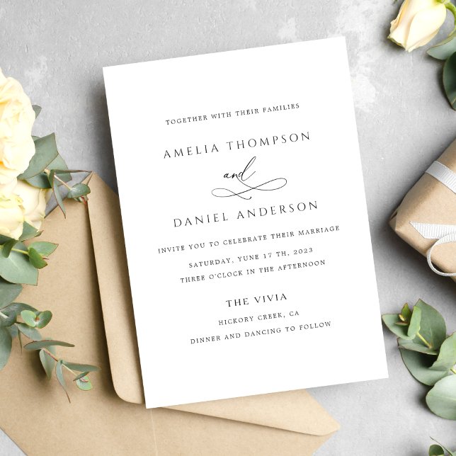 Simple Elegant minimalist handwritten Black&White Invitation (Creator Uploaded)