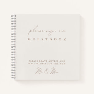 Simple Elegant Minimalist Ivory Wedding Guest Book