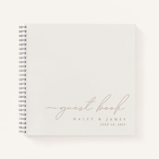Simple Elegant Minimalist Ivory Wedding Guest Book