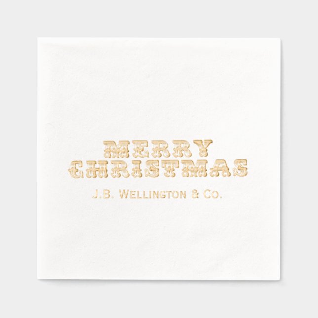 Simple Elegant Minimalist Merry Christmas Name #2 Foil Napkins (Front)