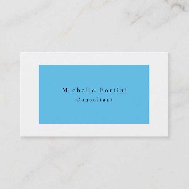 Simple Elegant Minimalist Modern Blue White Business Card (Front)