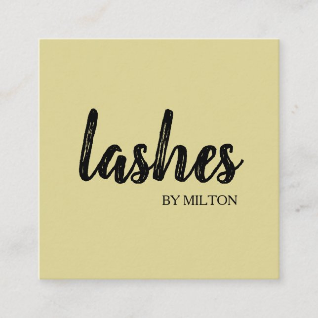 Simple Elegant Minimalist Modern Eyelashes Lashes Square Business Card (Front)