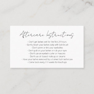 Simple Elegant Minimalist Modern Lashes Aftercare Business Card