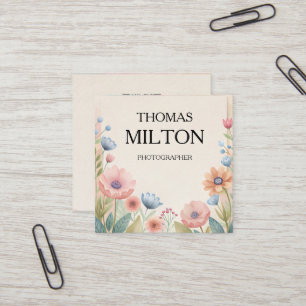 Simple Elegant Minimalist Modern QR Code Square Bu Business Card