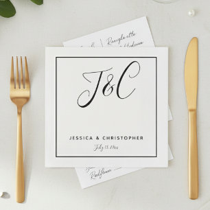 Simple Elegant Minimalist Monogram Initials Napkin