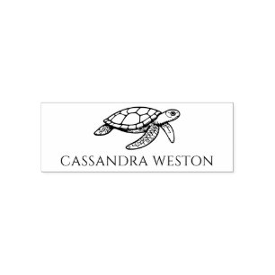 Simple Elegant Minimalist Name, Sea Turtle #4-8 Self-inking Stamp
