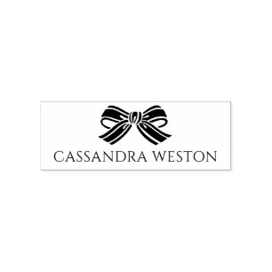 Simple Elegant Minimalist Name with Bow #4-5 Self-inking Stamp