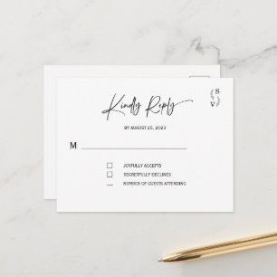 Simple Elegant Minimalist personalised rsvp Postcard