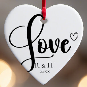 Simple Elegant Minimalist Personalized Christmas Ceramic Ornament