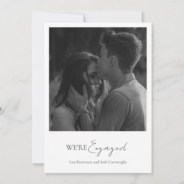 Simple Elegant Minimalist Photo Engagement Party Invitation (Front)