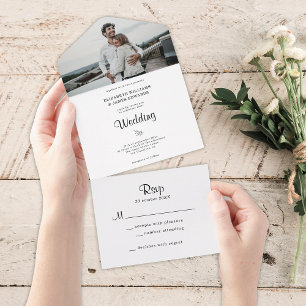 Simple Elegant Minimalist Photo Wedding All In One Invitation