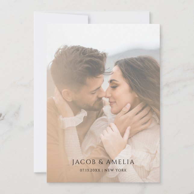 Simple Elegant Minimalist Photo Wedding Save The Date (Front)