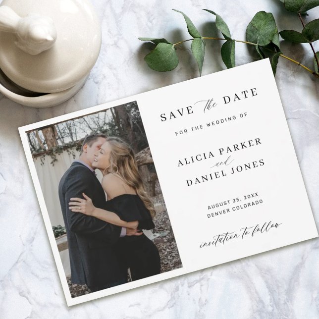 Simple elegant minimalist photo wedding save the date (Creator Uploaded)