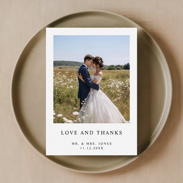 Simple Elegant Minimalist Photo Wedding Thank You Card (Creator Uploaded)