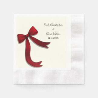 Simple Elegant Minimalist Red Bow Napkin