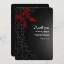 Simple Elegant Minimalist Red Bow Thank You Card