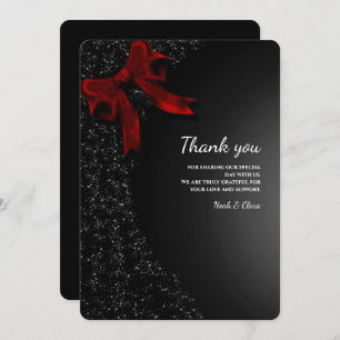 Simple Elegant Minimalist Red Bow Thank You Card