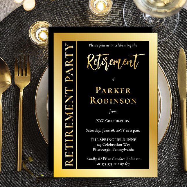 Simple Elegant Minimalist Retirement Party  (Simple and Elegant Minimalist Retirement Party Foil Invitation)