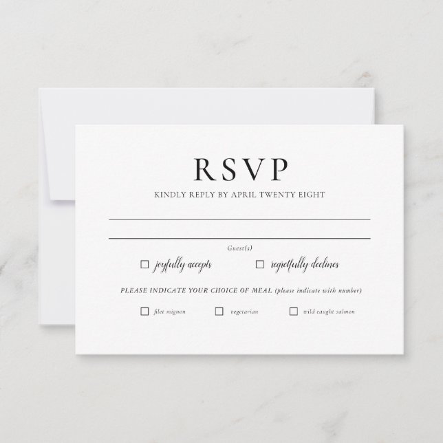 Simple Elegant Minimalist RSVP Invitation Card (Front)