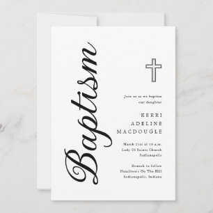 Simple Elegant Minimalist Script Baptism Invitation
