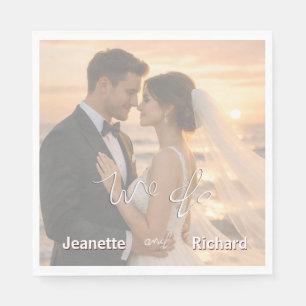 Simple Elegant Minimalist Sunset Beach Wedding Napkin