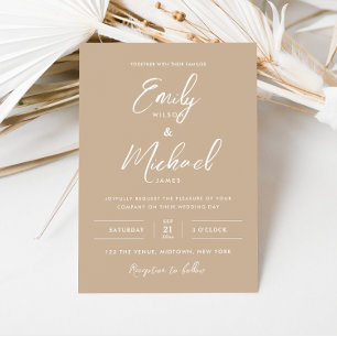 Simple Elegant Minimalist Taupe Wedding Invitation