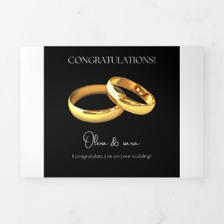 Simple Elegant Minimalist Transparent WeGold Rings Tri-Fold Invitation