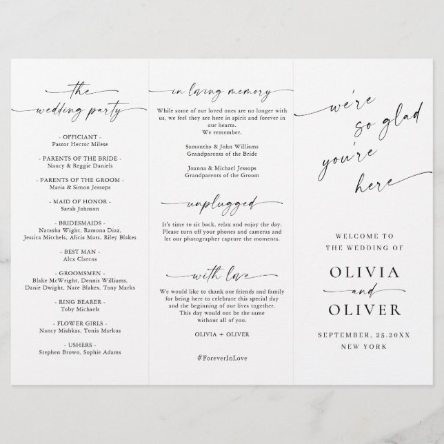 Simple Elegant Minimalist Wedding Ceremony Program (Front)