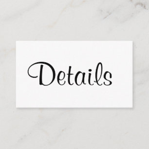 Simple Elegant Minimalist Wedding Details Enclosure Card