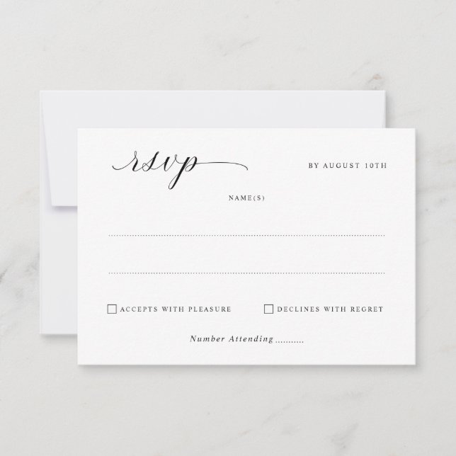 Simple Elegant Minimalist Wedding Mail Back RSVP Card (Front)