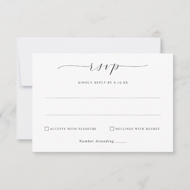 Simple Elegant Minimalist Wedding Mail Back RSVP Card (Front)