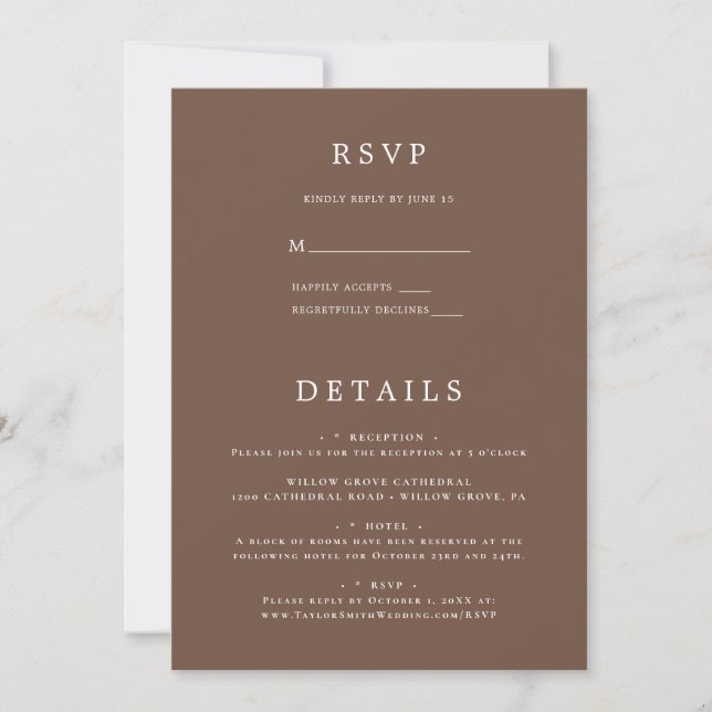 Simple Elegant minimalist wedding RSVP&Details Invitation (Front)