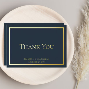 Simple Elegant Minimalist Wedding Thank You Foil Holiday Card